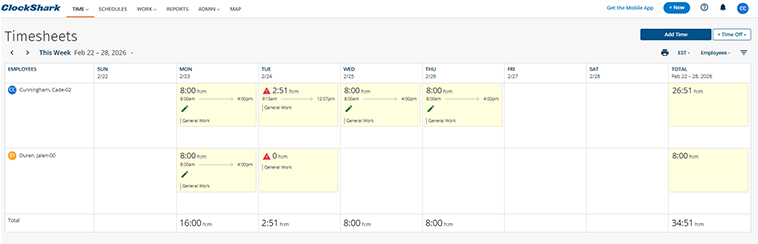 ClockShark Time Sheets 2