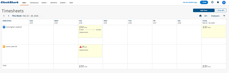 ClockShark Time sheets 1