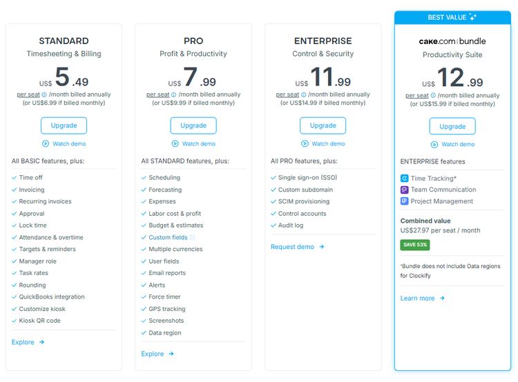 Clockify Pricing 2
