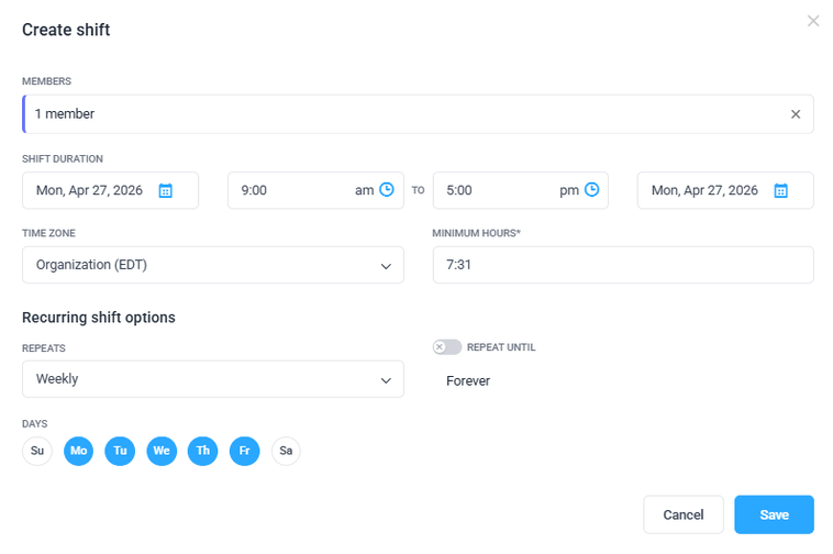 Hubstaff Schedule 2