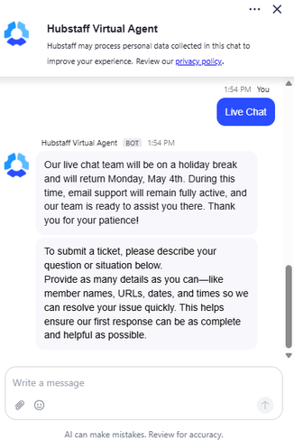 Hubstaff Support 2