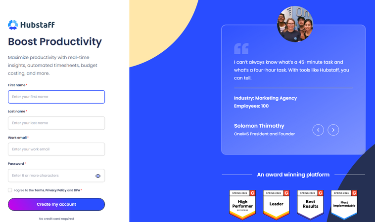 Hubstaff Web Setup 1