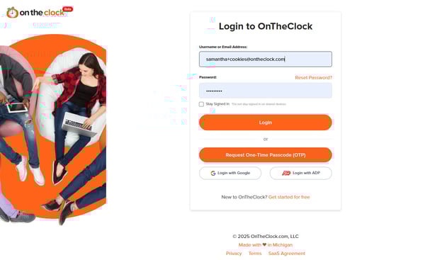 Request One-Time Passcode button