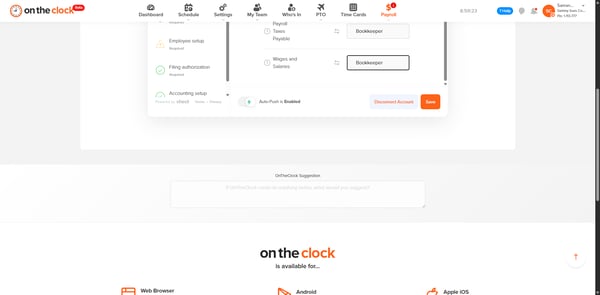 Save button in Payroll Configuration page to complete QuickBooks connection.