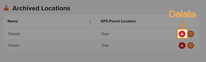 Deleting an archived location