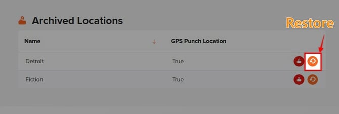 Restoring archived location