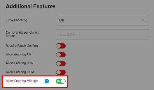 Enable mileage tracking for employee