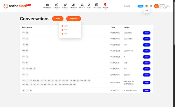 Click on Chat icon to navigate to your conversations