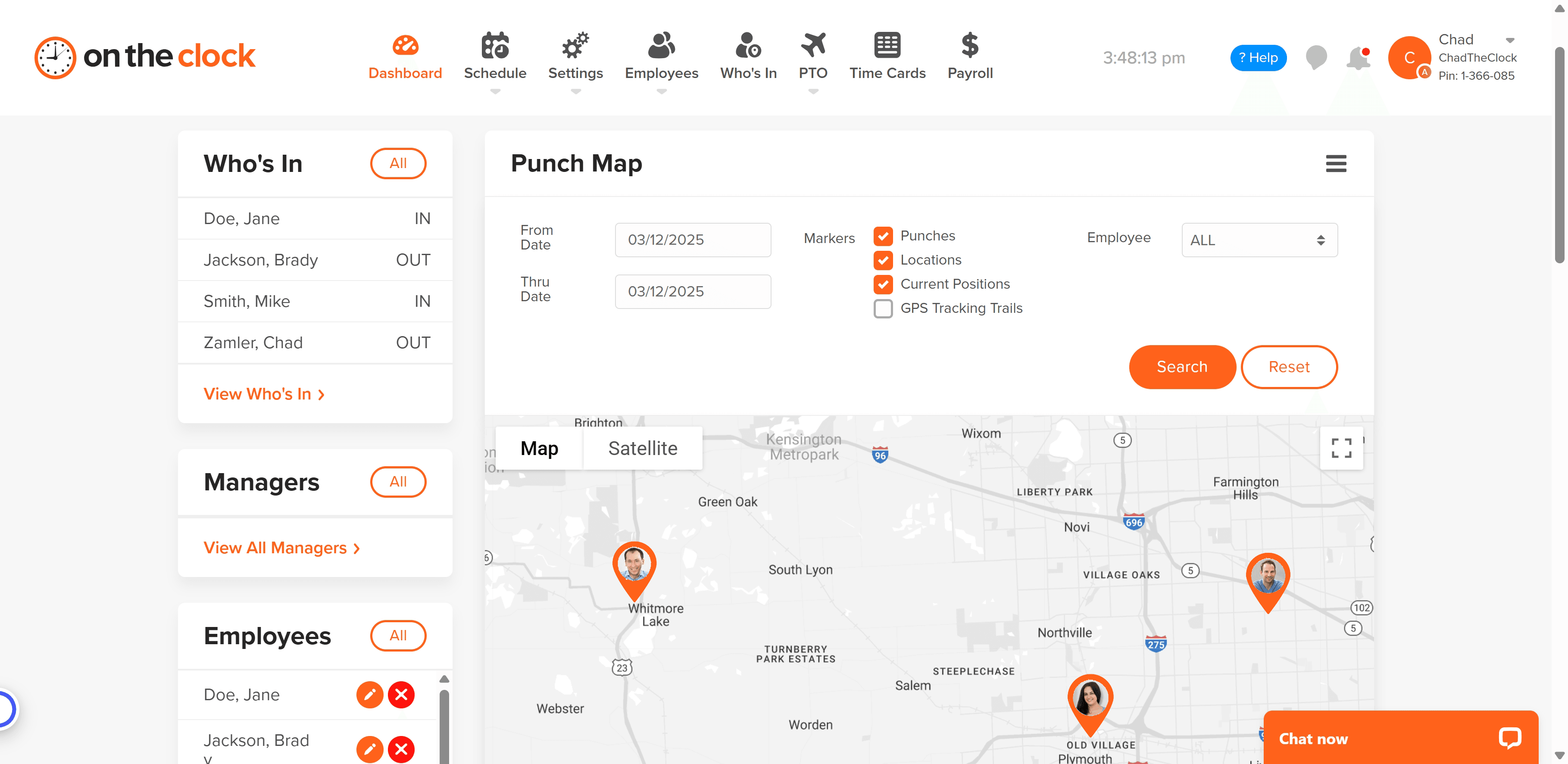 Map ontheclock gps time tracking