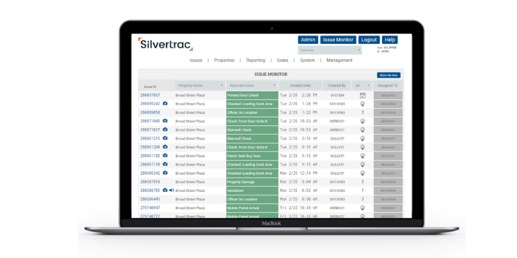 Silvertrac time clock software for security screenshot