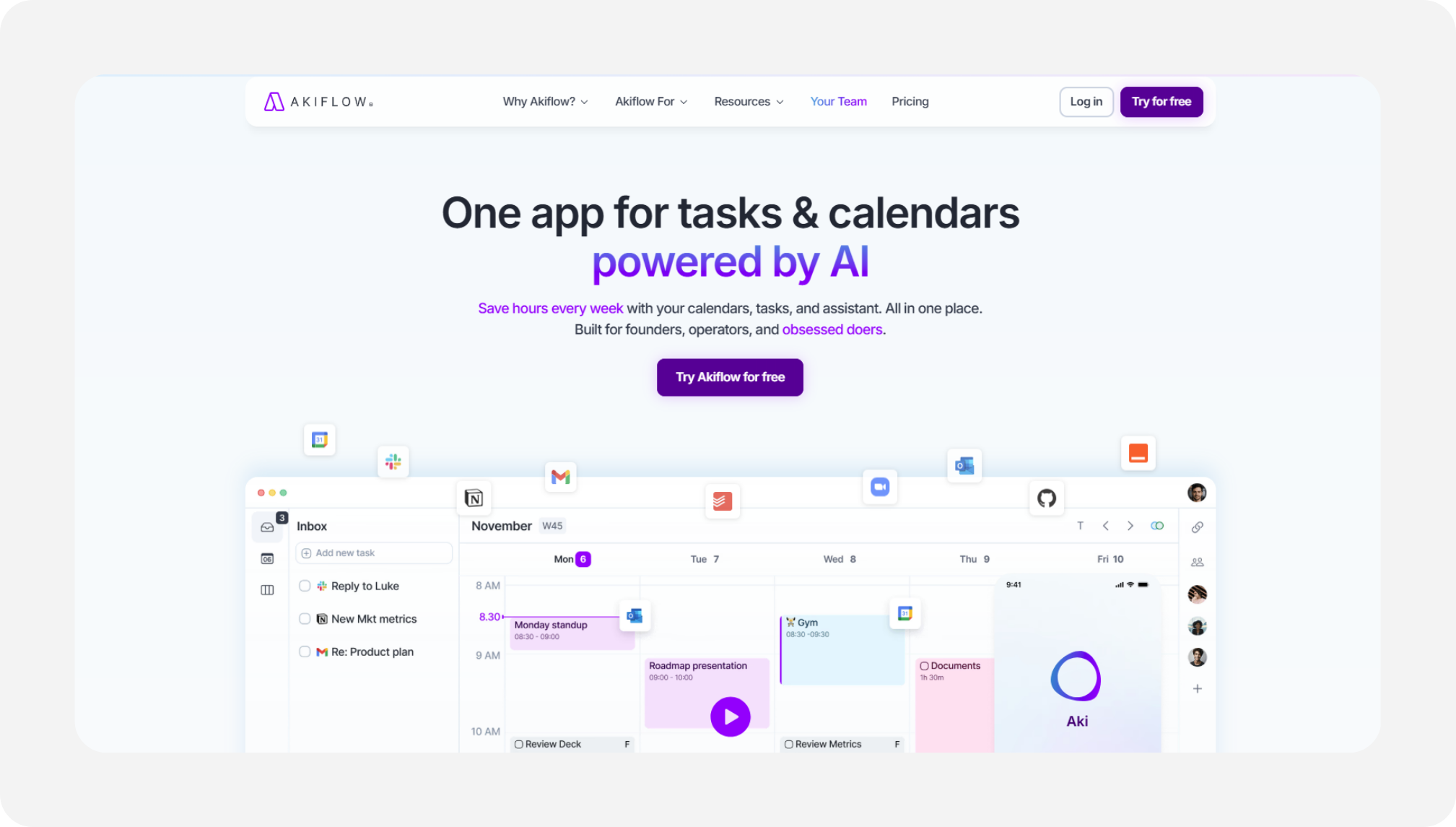 akiflow-homepage-screenshot