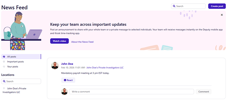 Deputy News Feed Announcement