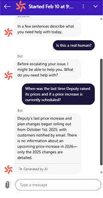 Deputy AI Support Chat