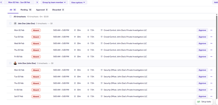 Timesheet Approval Screen