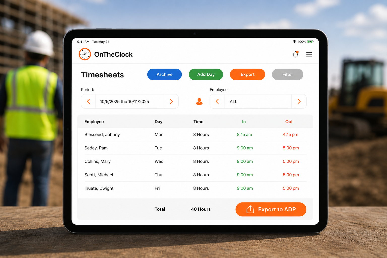 ontheclock-adp-timesheet-export-ipad