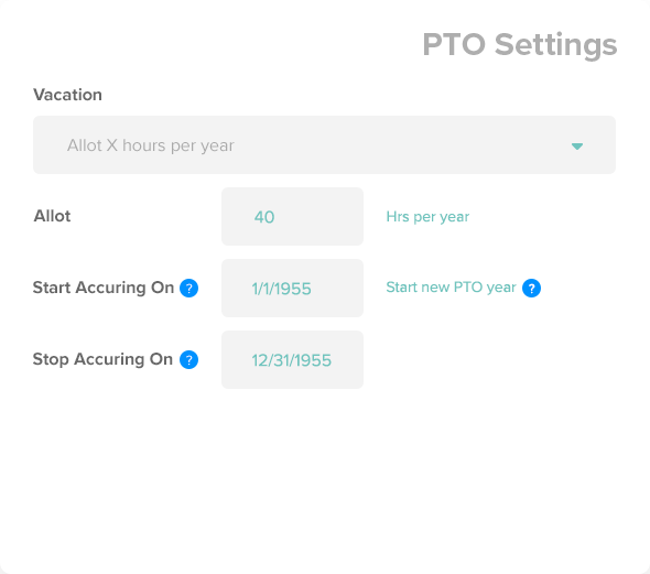 setting for time sheets